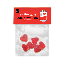 World Blood Donor Day Heart Throb Sweets with a custom printed header card