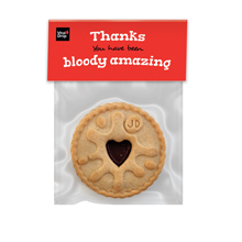 World Blood Donor Day jammie Dodger Biscuit with a custom print header card